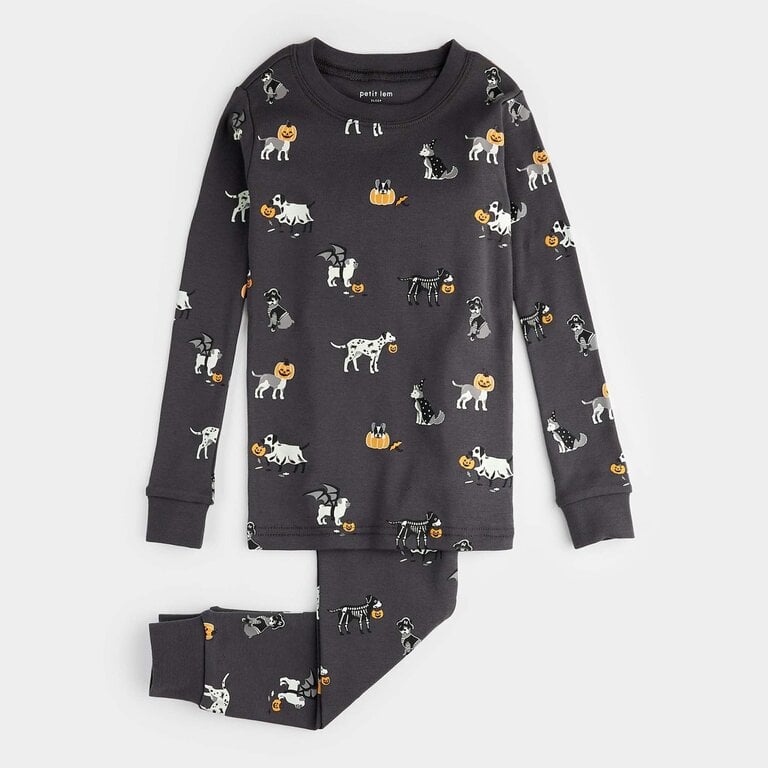 PETIT LEM PYJAMA 2 PIÈCES À IMPRIMÉ D'ANIMAUX EFFRAYANTS - DARK GREY