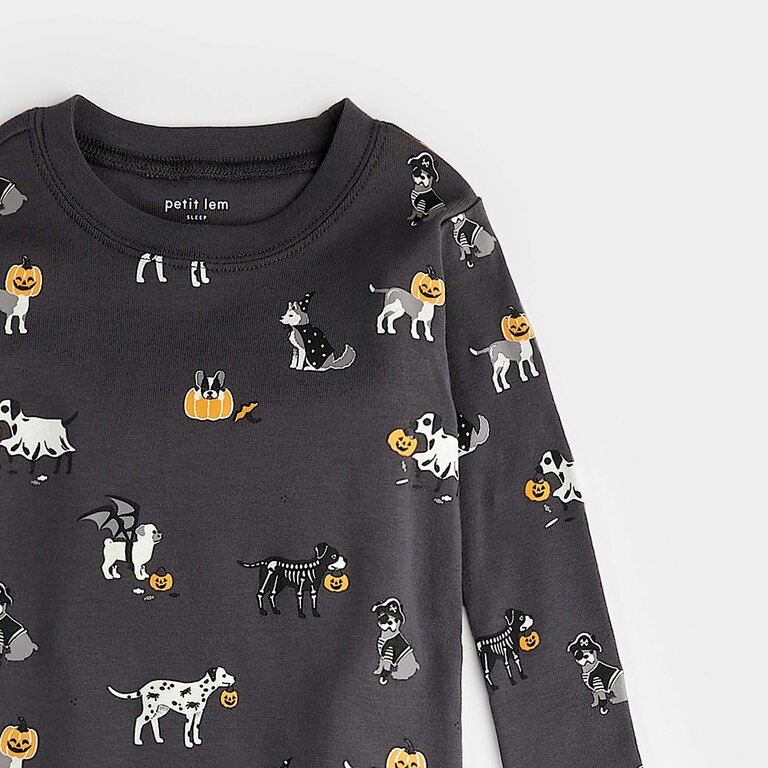 PETIT LEM PYJAMA 2 PIÈCES À IMPRIMÉ D'ANIMAUX EFFRAYANTS - DARK GREY