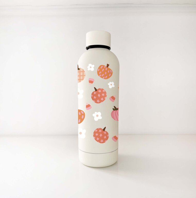 MÖMY BOUTEILLE ISOTHERME 17 OZ CRÈME - CITROUILLE ET FLEURS