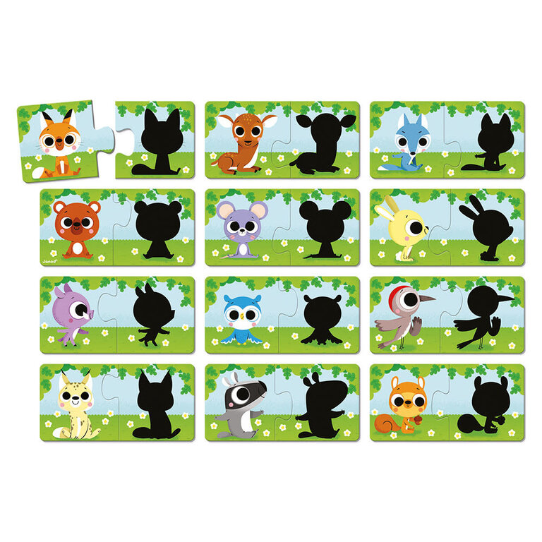 JANOD PUZZLE 2 PIÈCES - LES ANIMAUX ET LEUR OMBRE