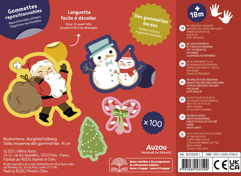 AUZOU MA POCHETTE DE 100 GOMMETTES - NOËL