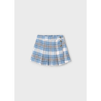 JUPE SHORT À CARREAUX - CIEL