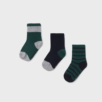 MAYORAL ENSEMBLE 3 CHAUSSETTES RAYÉS/UNIS -  JADE