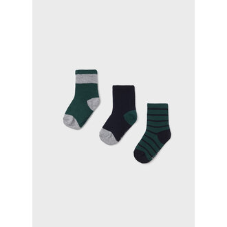 MAYORAL ENSEMBLE 3 CHAUSSETTES RAYÉS/UNIS -  JADE