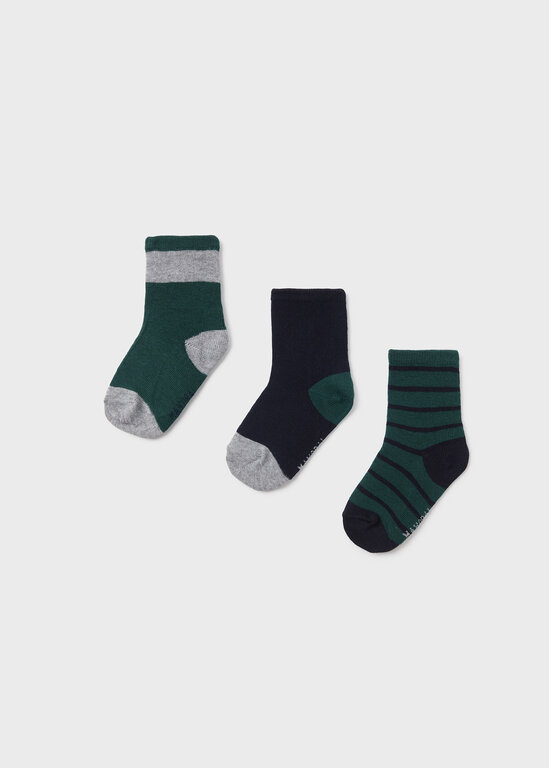 MAYORAL ENSEMBLE 3 CHAUSSETTES RAYÉS/UNIS -  JADE