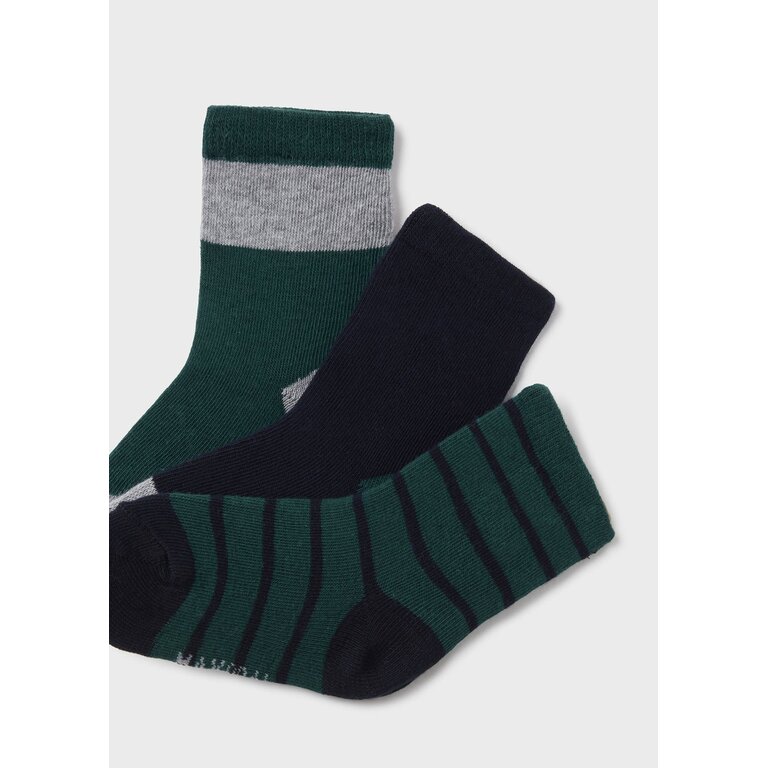 MAYORAL ENSEMBLE 3 CHAUSSETTES RAYÉS/UNIS -  JADE