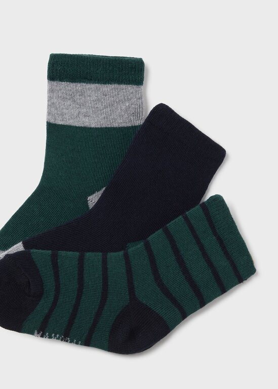 MAYORAL ENSEMBLE 3 CHAUSSETTES RAYÉS/UNIS -  JADE