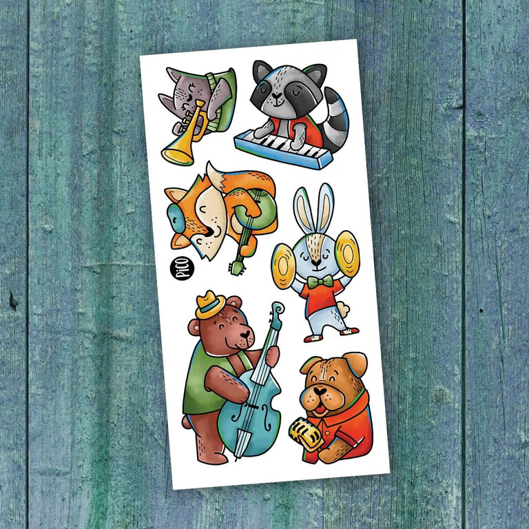 PICO TATOO TATOUAGES TEMPORAIRES - LA BANDE MUSICALE D'ANIMAUX
