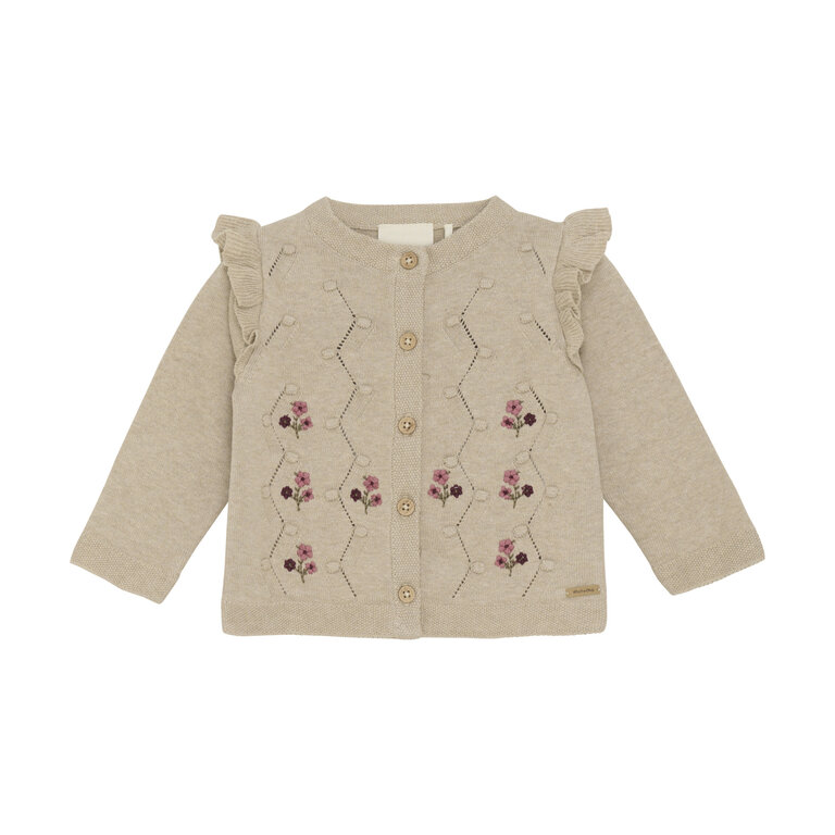 MINYMO CARDIGAN AVEC BRODERIES DE FLEURS - BEIGE