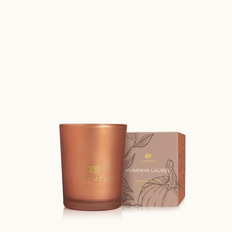 THYMES CHANDELLE VOTIVE - PUMPKIN LAUREL - 2OZ
