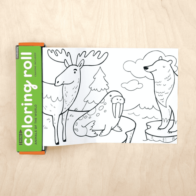 MUDPUPPY MINI ROULEAU DE COLORIAGE -  ANIMAUX DU MONDE