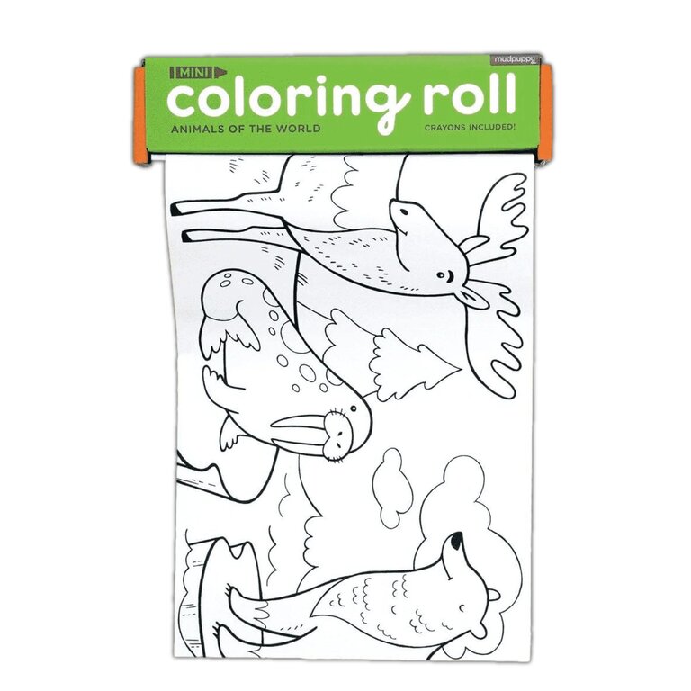 MUDPUPPY MINI ROULEAU DE COLORIAGE -  ANIMAUX DU MONDE