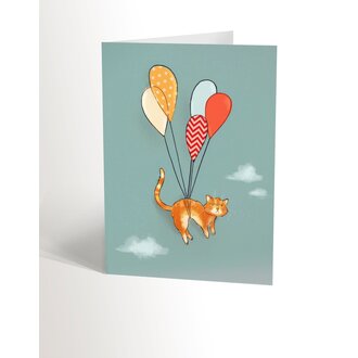 VALÉRIE BOIVIN CARTE DE SOUHAITS - CHAT VOLANT