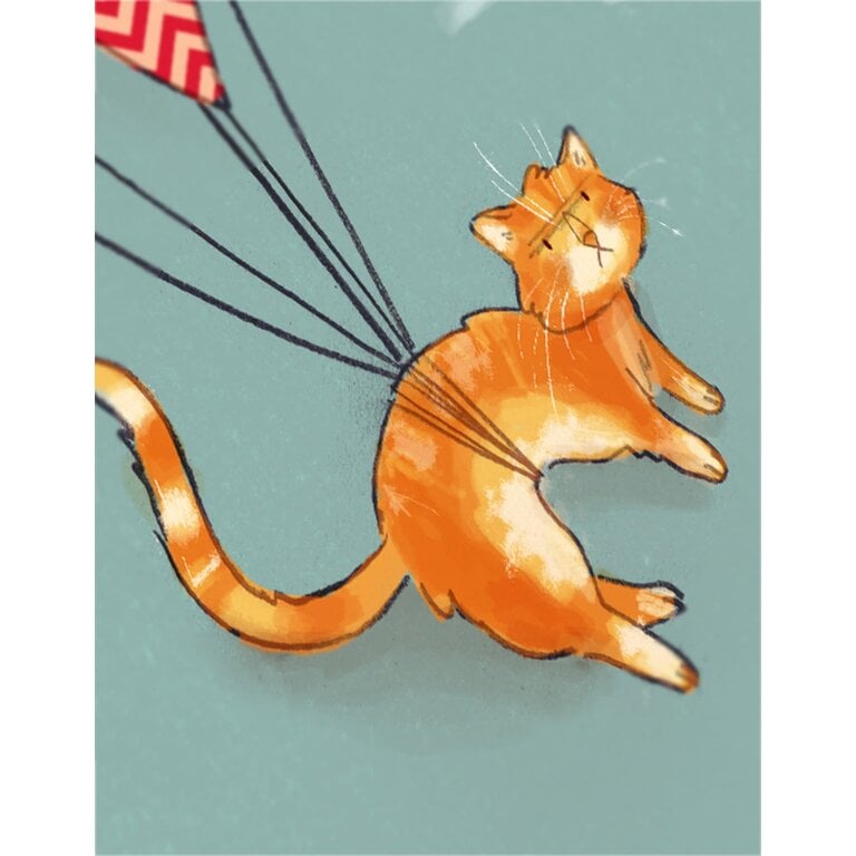 VALÉRIE BOIVIN CARTE DE SOUHAITS - CHAT VOLANT