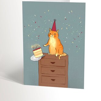 VALÉRIE BOIVIN CARTE DE SOUHAITS - CHAT QUI POUSSE