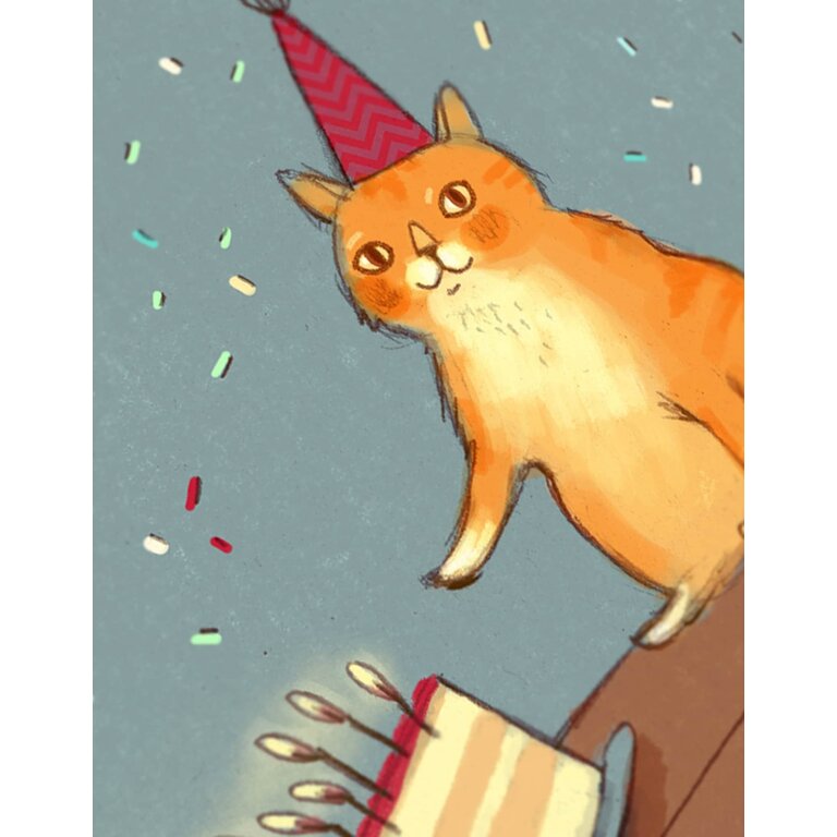 VALÉRIE BOIVIN CARTE DE SOUHAITS - CHAT QUI POUSSE