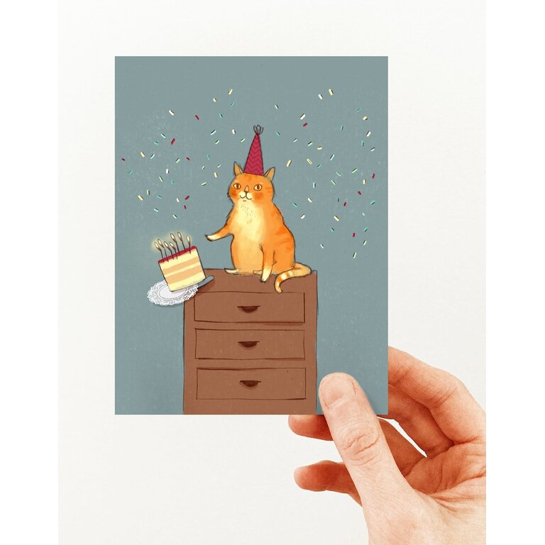 VALÉRIE BOIVIN CARTE DE SOUHAITS - CHAT QUI POUSSE