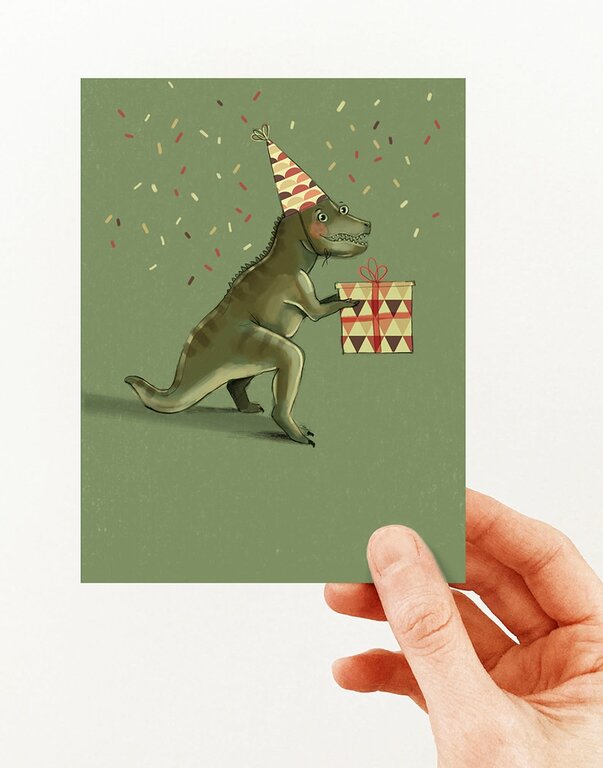 VALÉRIE BOIVIN CARTE DE SOUHAITS - DINO DE FÊTE