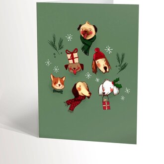 VALÉRIE BOIVIN CARTE DE SOUHAITS - SAPIN DE CHIENS