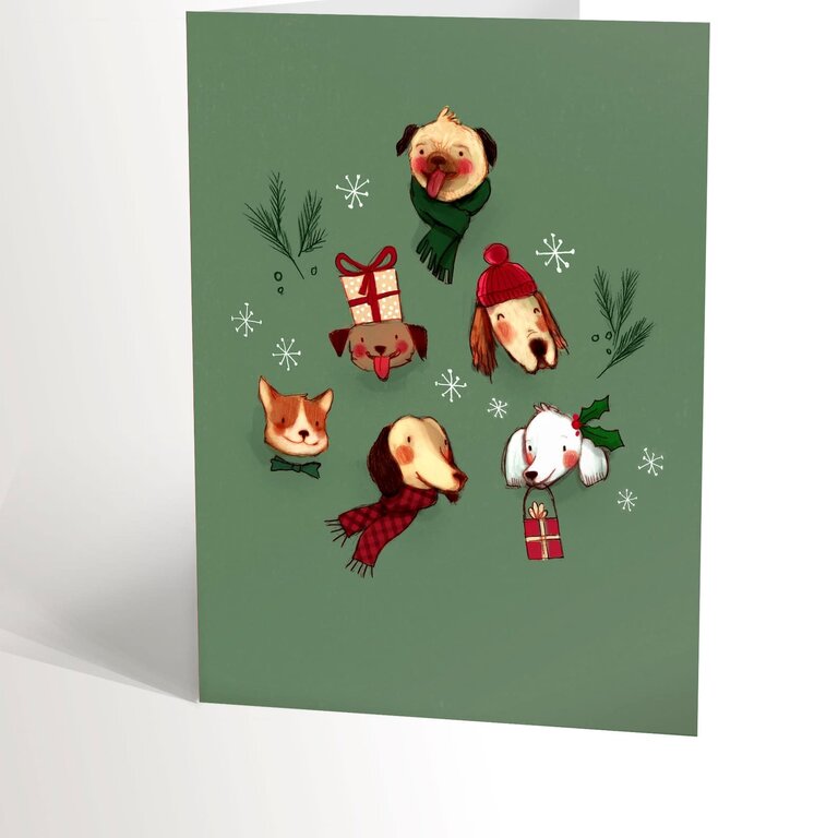 VALÉRIE BOIVIN CARTE DE SOUHAITS - SAPIN DE CHIENS