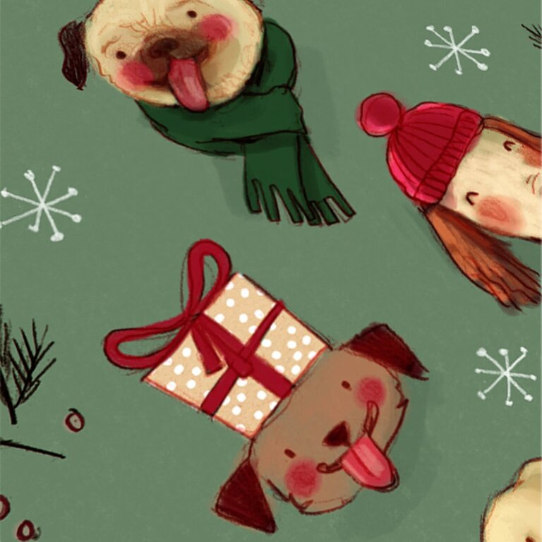 VALÉRIE BOIVIN CARTE DE SOUHAITS - SAPIN DE CHIENS