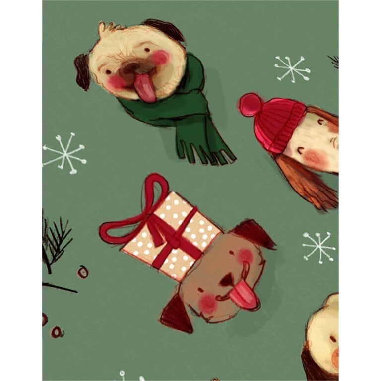VALÉRIE BOIVIN CARTE DE SOUHAITS - SAPIN DE CHIENS