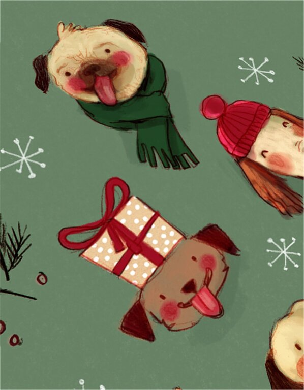 VALÉRIE BOIVIN CARTE DE SOUHAITS - SAPIN DE CHIENS