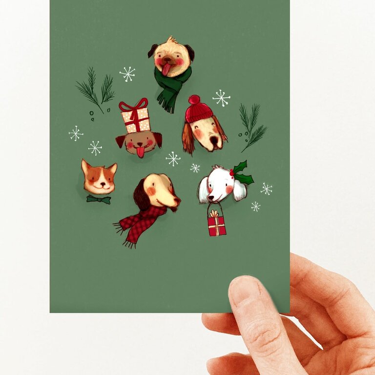 VALÉRIE BOIVIN CARTE DE SOUHAITS - SAPIN DE CHIENS