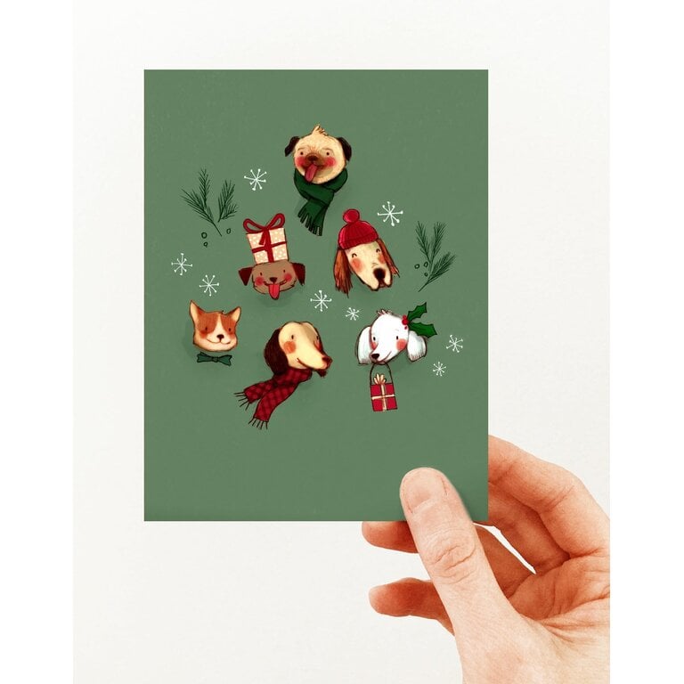 VALÉRIE BOIVIN CARTE DE SOUHAITS - SAPIN DE CHIENS