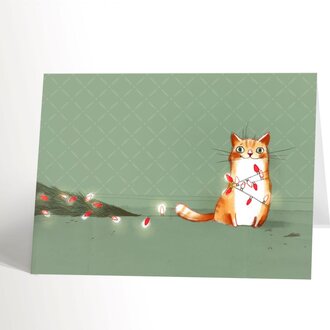 VALÉRIE BOIVIN CARTE DE SOUHAITS - CHAT AU SAPIN