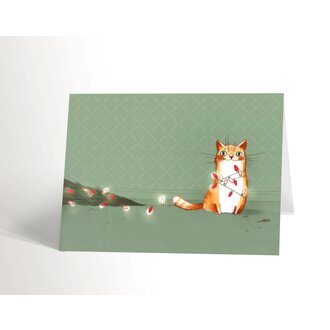 VALÉRIE BOIVIN GREETING CARD - CAT IN THE CHRISTMAS TREE