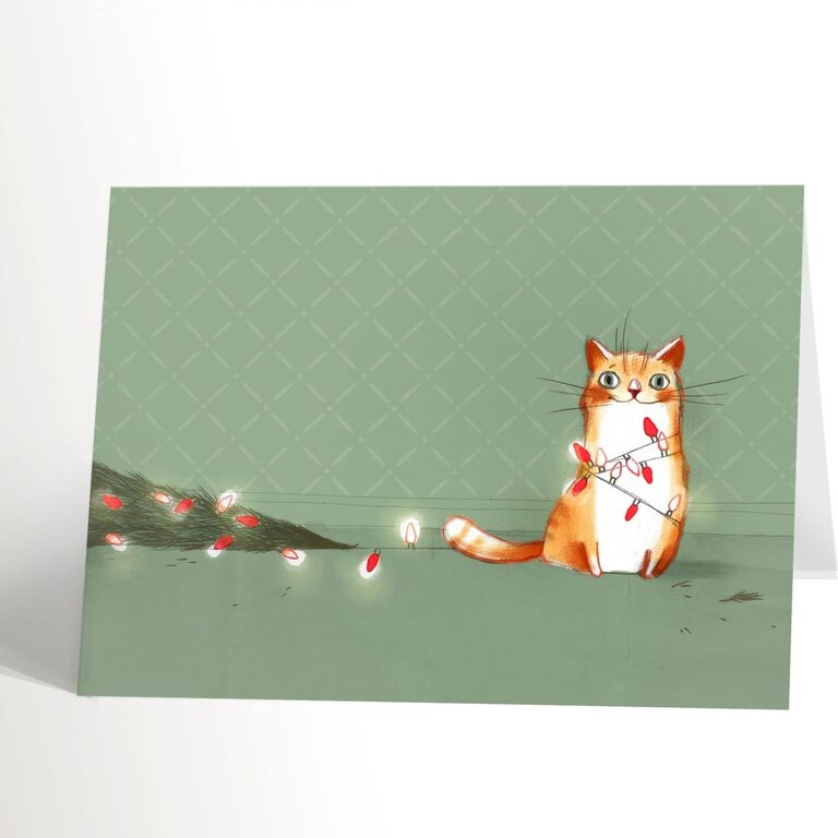 VALÉRIE BOIVIN CARTE DE SOUHAITS - CHAT AU SAPIN