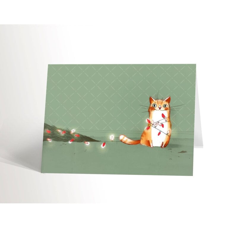 VALÉRIE BOIVIN CARTE DE SOUHAITS - CHAT AU SAPIN