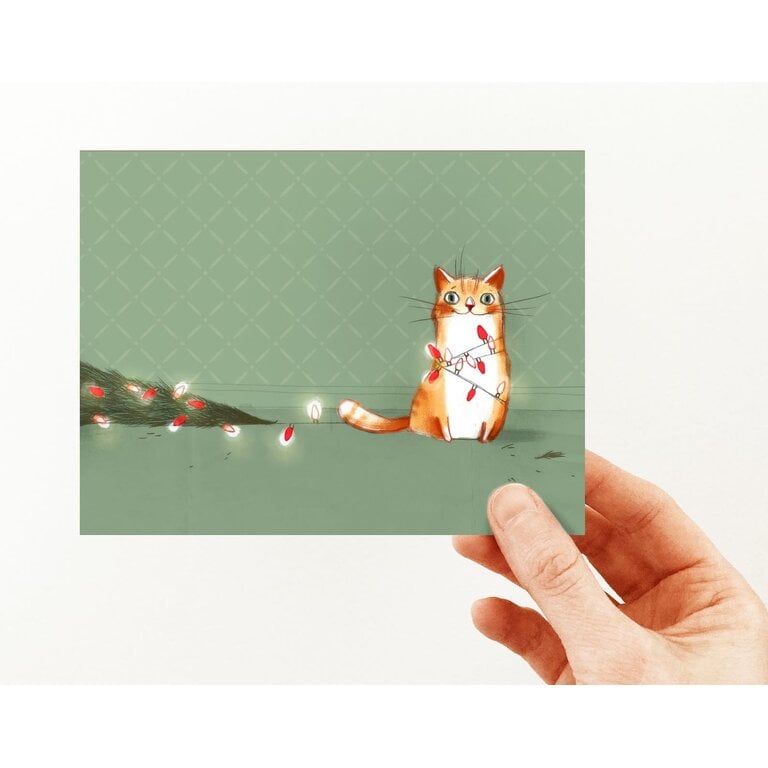 VALÉRIE BOIVIN GREETING CARD - CAT IN THE CHRISTMAS TREE