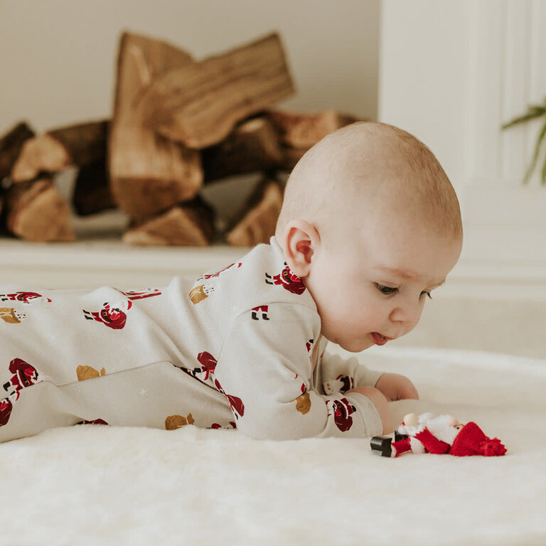 PETIT LEM PYJAMA À PATTES À IMPRIMÉS SANTA -  GRIS
