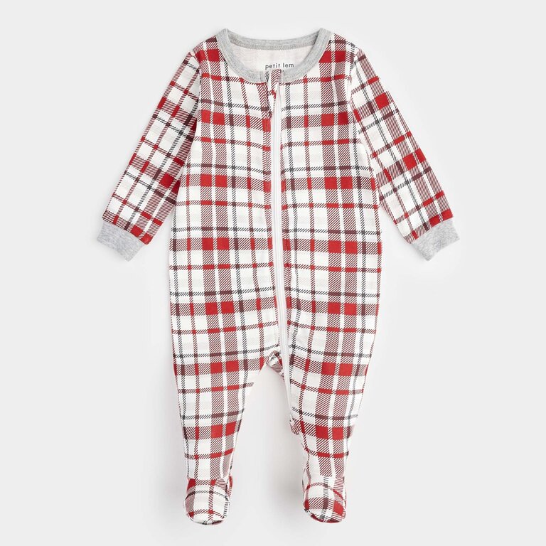PETIT LEM PYJAMA À PATTES À CARREAUX - ROUGE