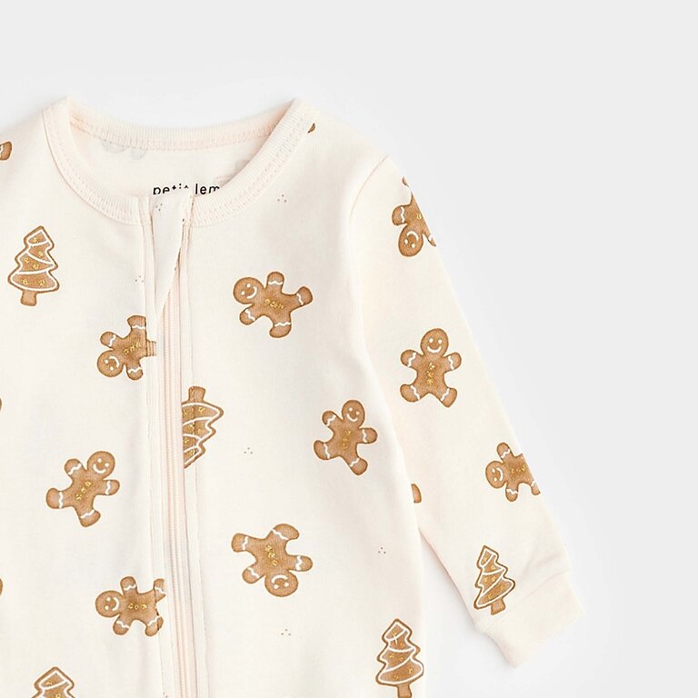 PETIT LEM PYJAMA À PATTES À IMPRIMÉS DE PAINS D'ÉPICE - ROSE PIVOINE