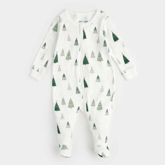 PETIT LEM PYJAMA À PATTES À IMPRIMÉS DE SAPINS - BLANC