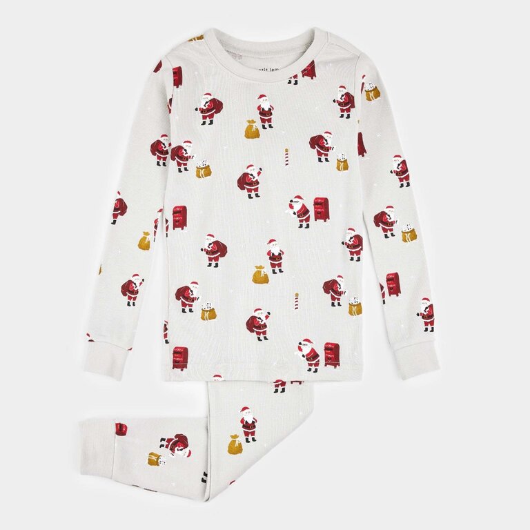 PETIT LEM PYJAMA 2 PIÈCES À IMPRIMÉS DE SANTA - GRIS