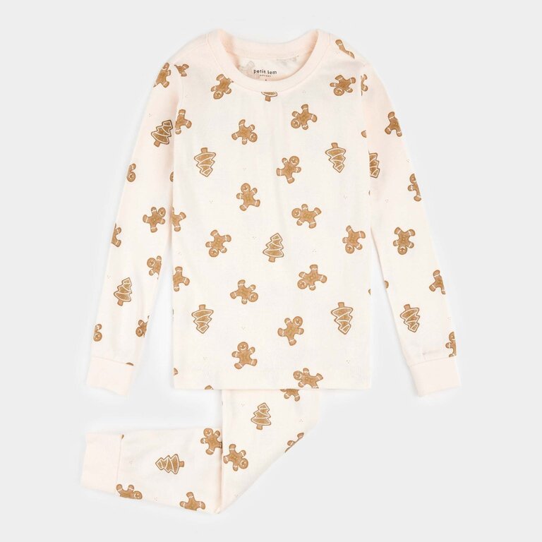 PETIT LEM PYJAMA 2 PIÈCES À IMPRIMÉS DE PAINS D'ÉPICE - ROSE PIVOINE