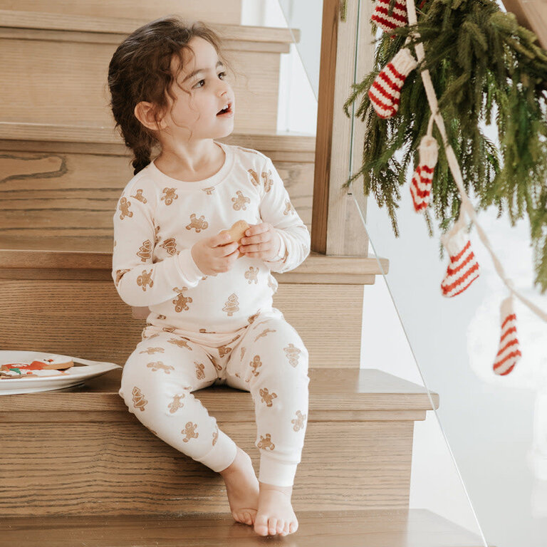 PETIT LEM PYJAMA 2 PIÈCES À IMPRIMÉS DE PAINS D'ÉPICE - ROSE PIVOINE