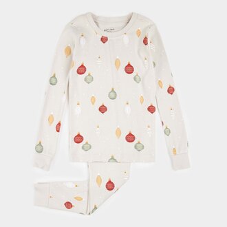 PETIT LEM PYJAMA 2 PIÈCES À IMPRIMÉS DE BOULES DE NOËL - CRÈME