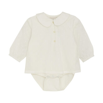 MINYMO BLOUSE CACHE-COUCHE À PLUMETIS - ÉCRU