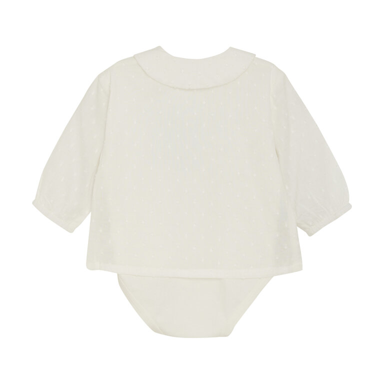 MINYMO BLOUSE CACHE-COUCHE À PLUMETIS - ÉCRU