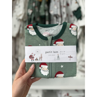 PETIT LEM PYJAMA À PATTES À IMPRIMÉS PÈRE NOËL - VERT