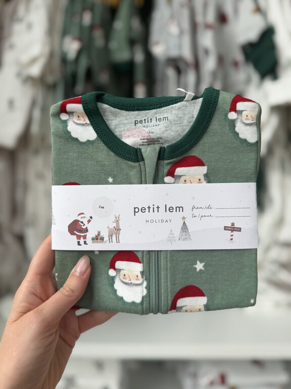 PETIT LEM PYJAMA À PATTES À IMPRIMÉS PÈRE NOËL - VERT