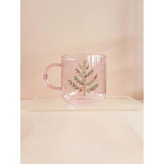 MÖMY TASSE EN VERRE 12OZ - VERRE ROSE SAPIN