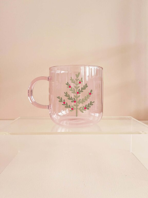 MÖMY TASSE EN VERRE 12OZ - VERRE ROSE SAPIN