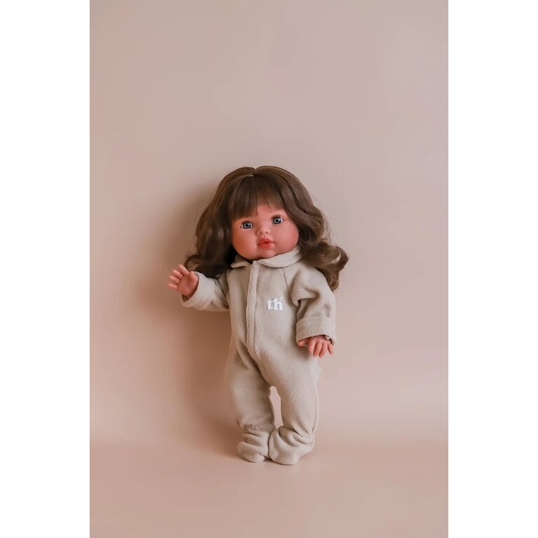 TINY HARLOW DOLL FOOTED PAJAMAS - TAUPE