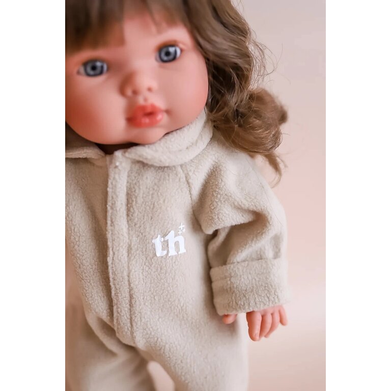 TINY HARLOW DOLL FOOTED PAJAMAS - TAUPE